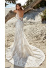 Heavily Sequined Embroidered Tulle Lace Sexy Fit-n-flare Wedding Dress